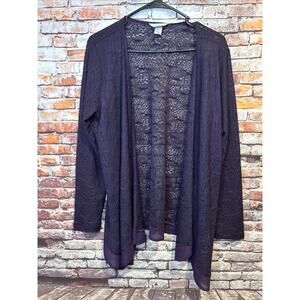 Purple Christopher & Banks Lace Sweater Cardigan Women’s Size Medium